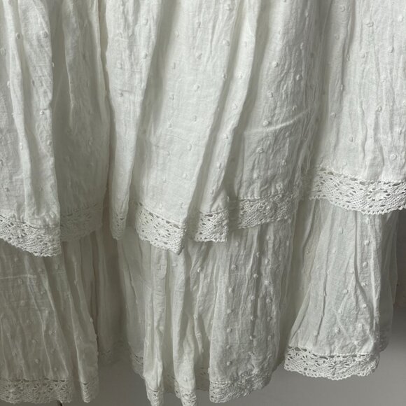 Simplee Tiered Cotton White Mini Skirt - Picture 3 of 6